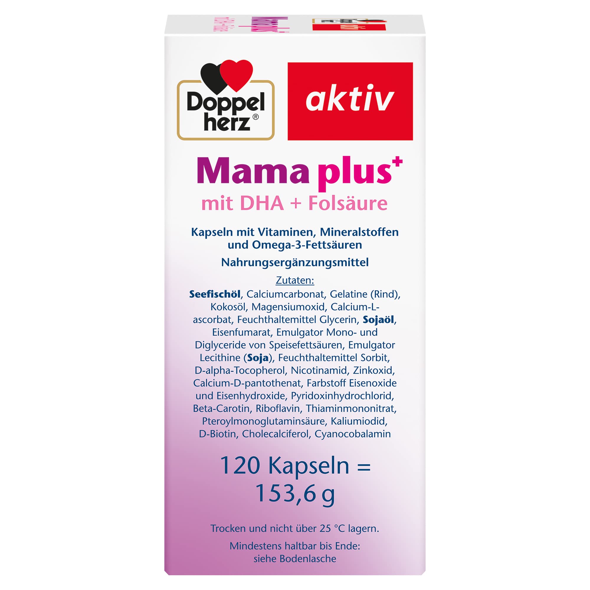 Doppelherz Mama plus mit DHA + Folsäure - wichtige Nährstoffe für Frauen mit Kinderwunsch, in der Schwangerschaft und in der Stillzeit - 120 Kapseln (Packung mit 2)