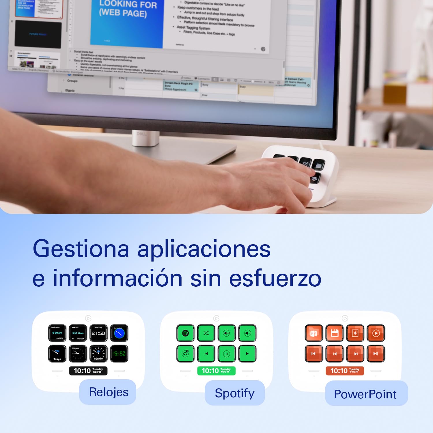 Elgato Stream Deck Neo – 8 teclas personalizables, 2 Touch Points, vuela por tus tareas y procesos - Controla Word, Excel, PowerPoint, Teams, Zoom, Spotify, etc. Configuración sencilla - Para Mac y PC