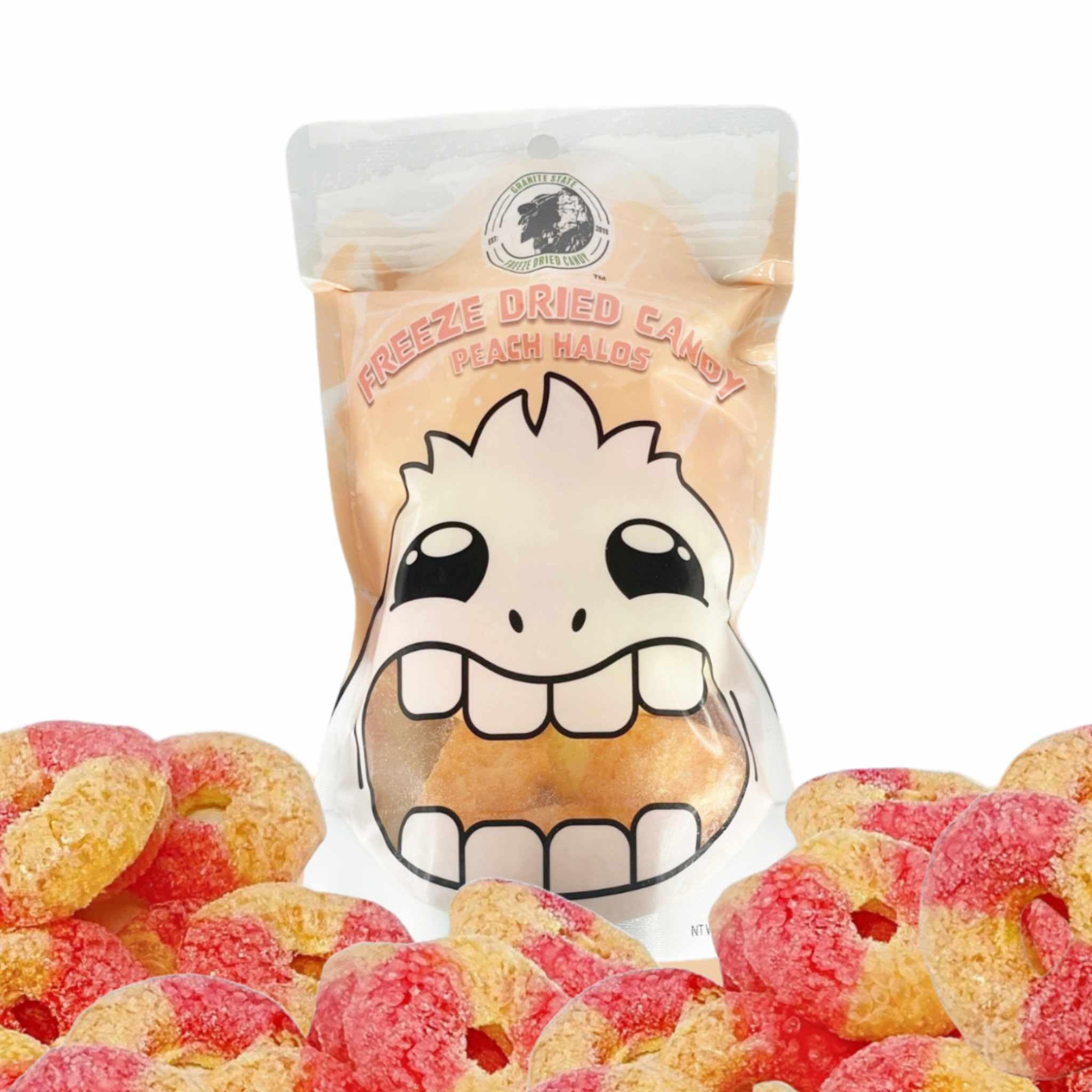Granite State Freeze Dried Candy - Peach Rings - 2.5 oz - Fully Filled with Unbroken Freeze Dry Candy for All Ages - Premium Quality Handmade in USA