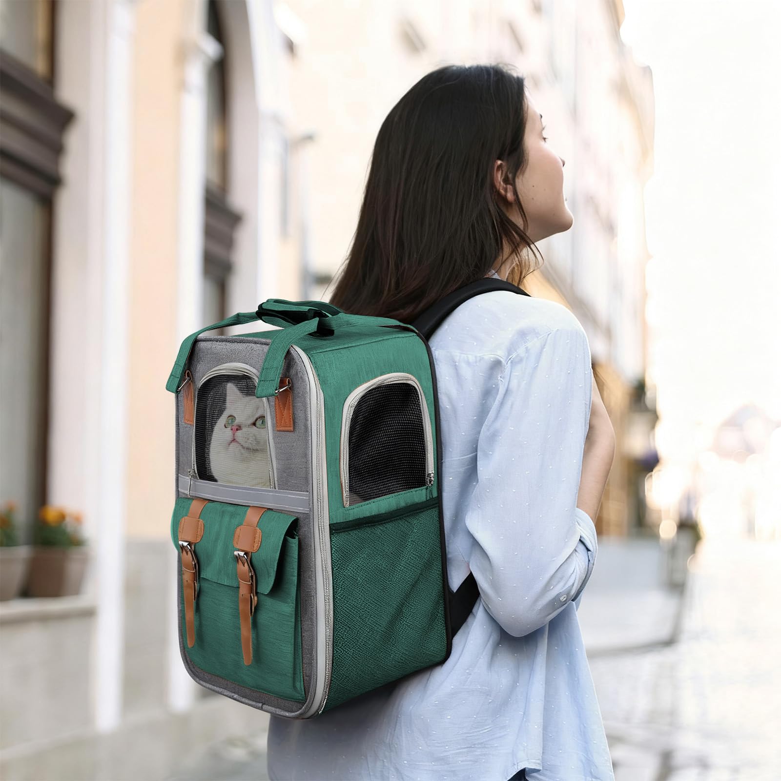 YooxArmor Haustier Rucksack für Katzen & Kleine Hunde,Atmungsaktiver Tragbare Katzenrucksack mit Sichtfenster,Leichte Faltbare HundeRucksack für Reisen Wandern Fahrradfahren, Max Tragkraft 7kg