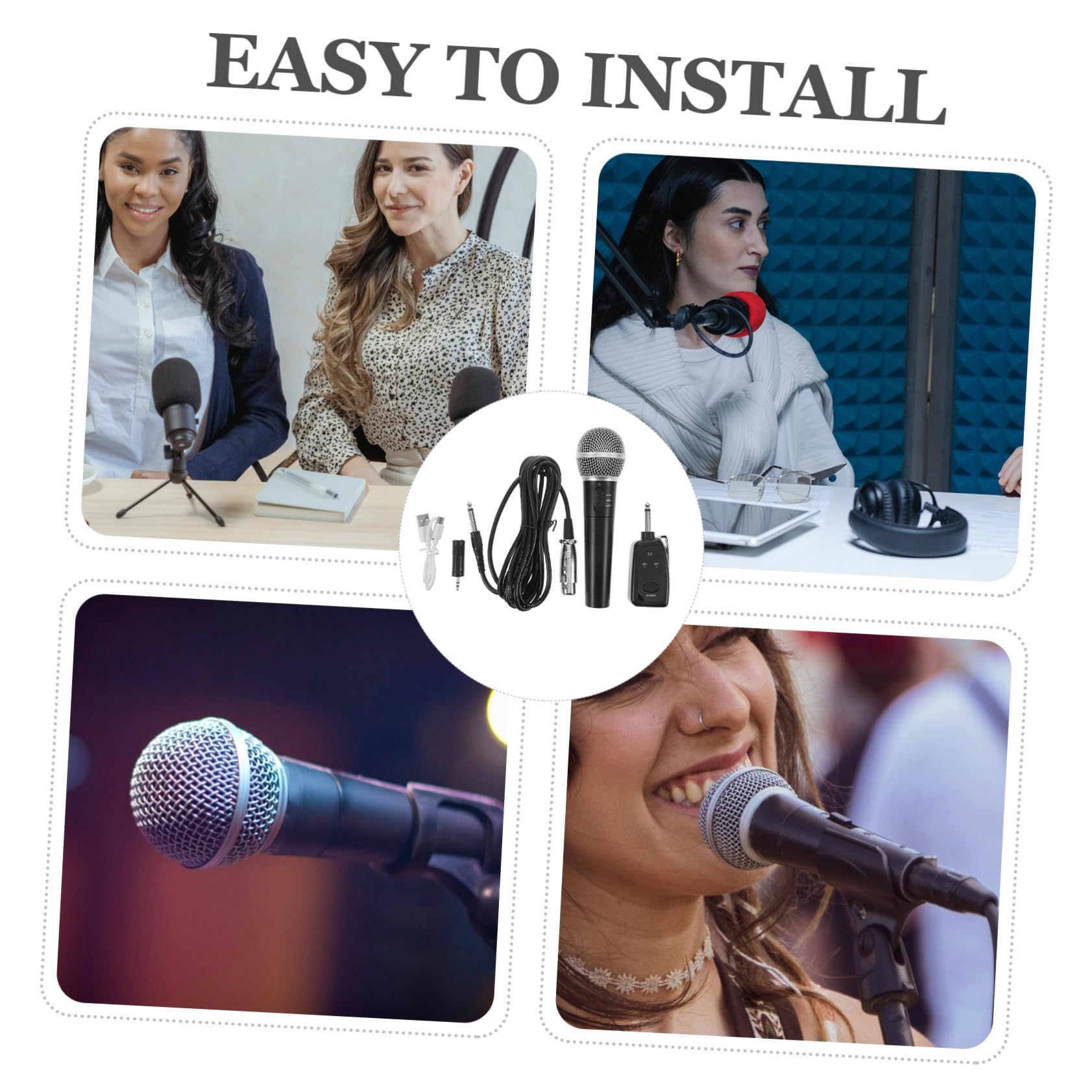 Micrófono Inalámbrico Cable De Mano Micrófono Portátil para Karaoke Presentaciones y Grabación por Computadora para Cantar Modo Dual