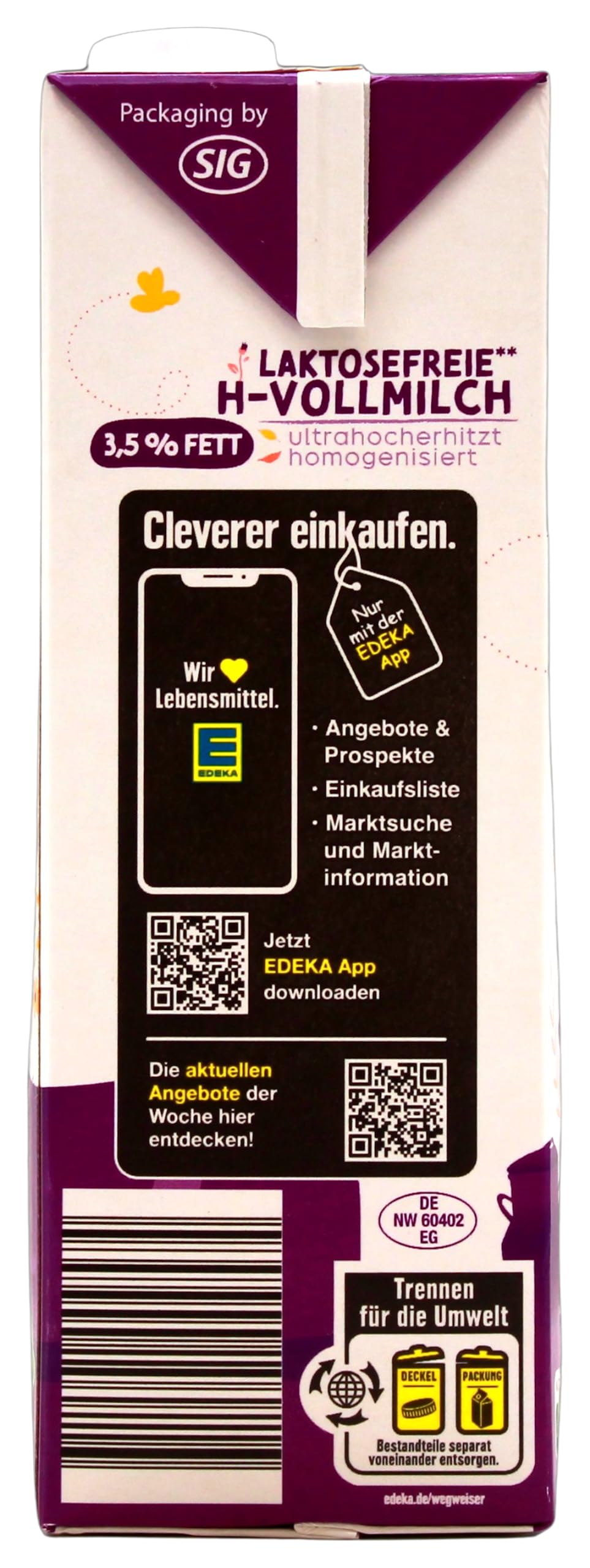 Gut & Günstig laktosefreie H-Vollmilch 3,5% Fett, 12er Pack (12 x 1 l)