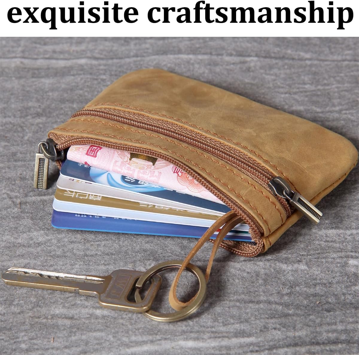 1 Pcs Leather Mens Tray Purses Coin Purse Cash Change Wallet Coin Holder Money Pouch Key Wallet Pouch Gifts for Men Dad Father (Retro Brown), Brown, One Size, /