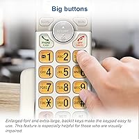 Vista 5 de AT&T - Teléfono inalámbrico expandible con sistema de respuesta y teclas XL retroiluminadas, 5 terminales