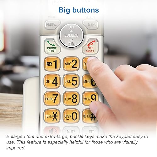 Miniatura 5 de AT&T - Teléfono inalámbrico expandible con sistema de respuesta y teclas XL retroiluminadas, 5 terminales