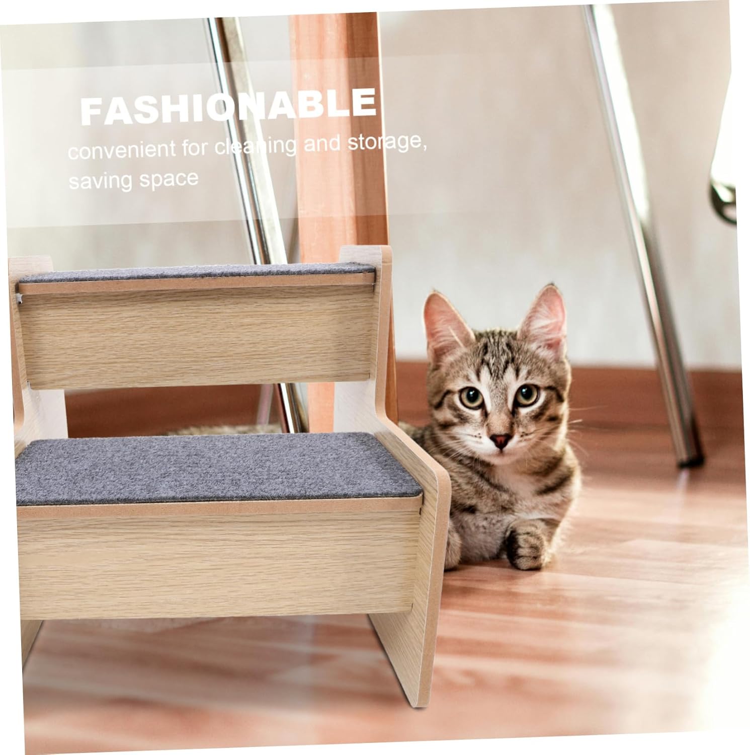 GANAZONO Step Wooden Pet Stairs for Dogs Cat Ladder Dog Bed Steps Soft Non-Slip Surface