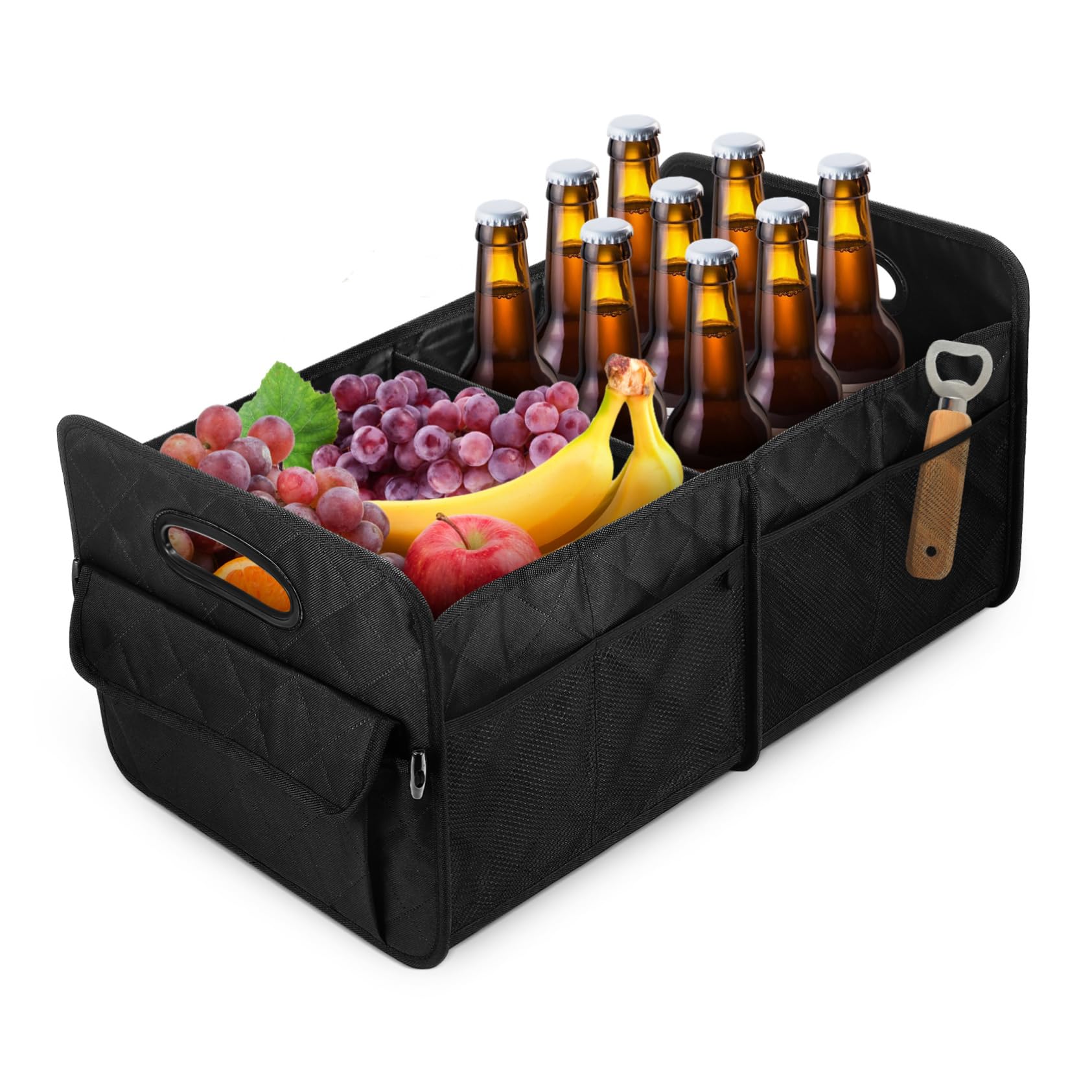 GARVALON Kofferraumtasche Auto Organizer Schwarz aus Oxford mit Fächern
