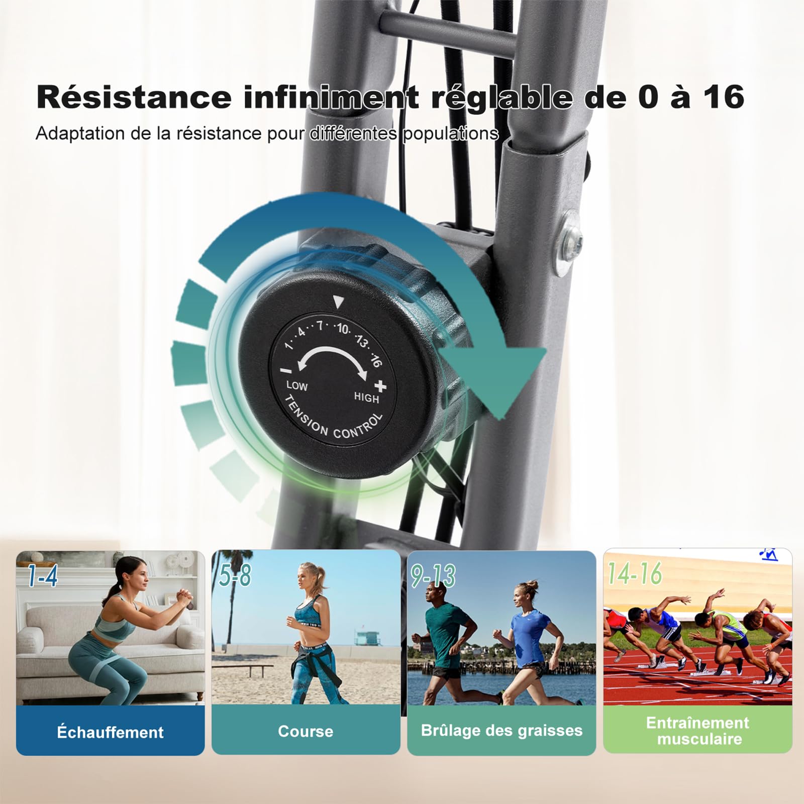 Vélo d'appartement pliable avec 10 niveaux de résistance magnétique réglable | Vélo stationnaire pliable droit et incliné est le vélo d'entraînement parfait pour un usage domestique