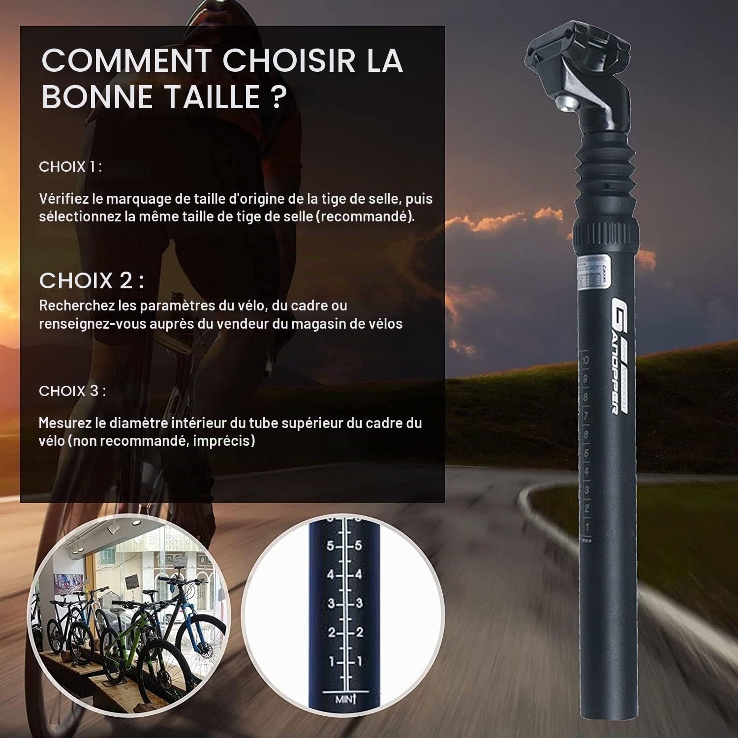 AZMANI Tige Selle Suspension Vélo, 27.2/30.4/30.9/31.6 Mm, Aluminium, Tige De Selle Amortisseur Réglable pour VTT Vélo Route BMX (Size : 30.4MM)