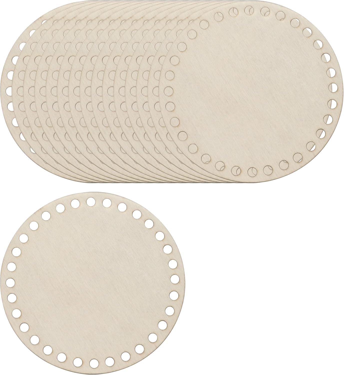 12 Pcs Basket Bottom,Wood Color Crochet Basket Round Base for DIY Craft Weaving Making Supplies Home Decoration