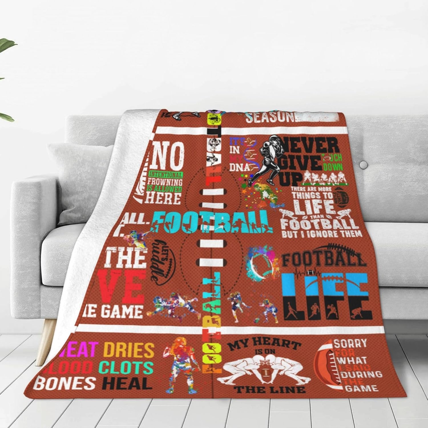 Football Blanket Gifts for Boys Girls, Football Lovers Throw Blanket Super Soft Lightweight Travel Bed Sofa Blankets for Sport Fans Kids Adults Player Coach 50" X 40"