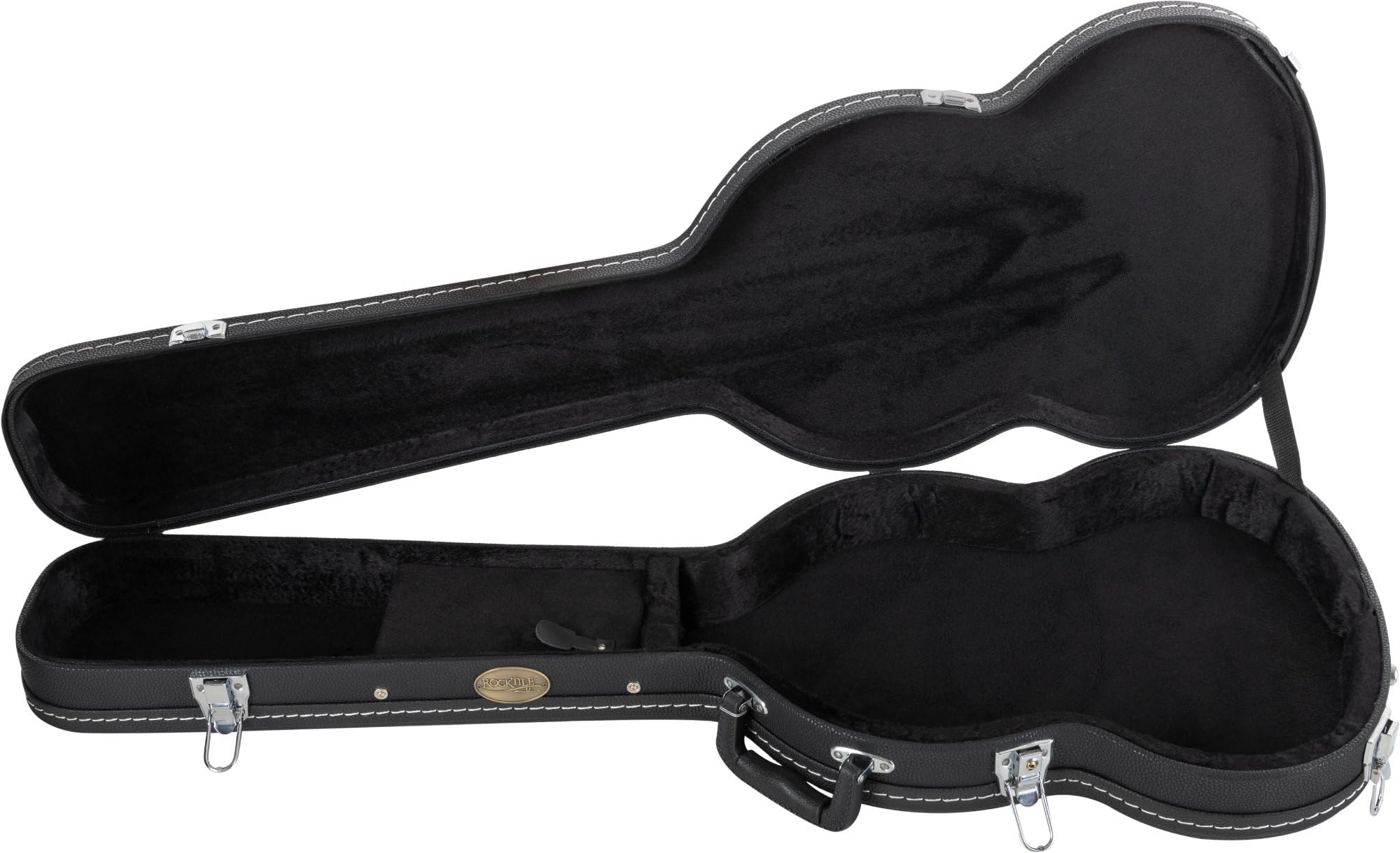 Rocktile Étui Guitare Électrique Style Double Cut (gigbag rembourré, Compartiment intégré, verrouillable, Longueur Totale : 102 cm) Noir
