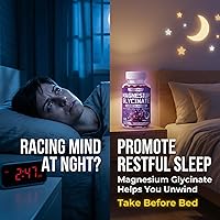Vista 6 de Gomitas de glicinato de magnesio de 600 mg, 60 unidades de gomitas de magnesio sin azúcar masticables para mujeres y hombres, para apoyo al sueño