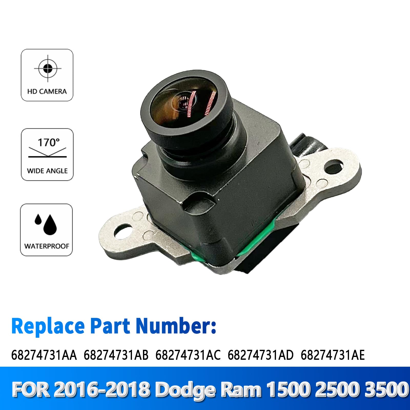 Rear View Backup Camera For 2016-2018 Ram 1500 & Heavy Duty Models - Replacement Park Assist Camera