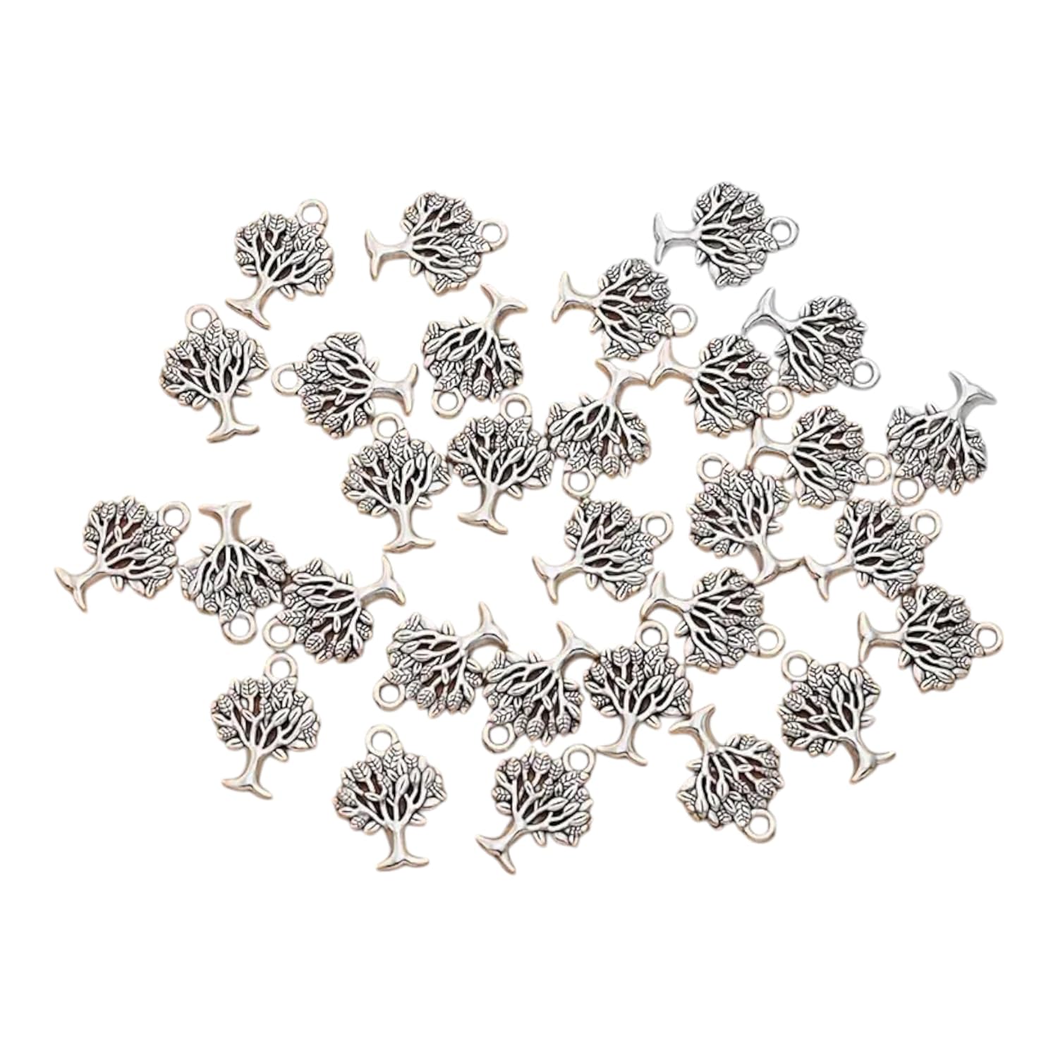 Tree of Life Charms, Silver-Plated Zinc Alloy, 10 Pieces, DIY Jewellery Making Pendants for Bracelets, Necklaces, Earrings