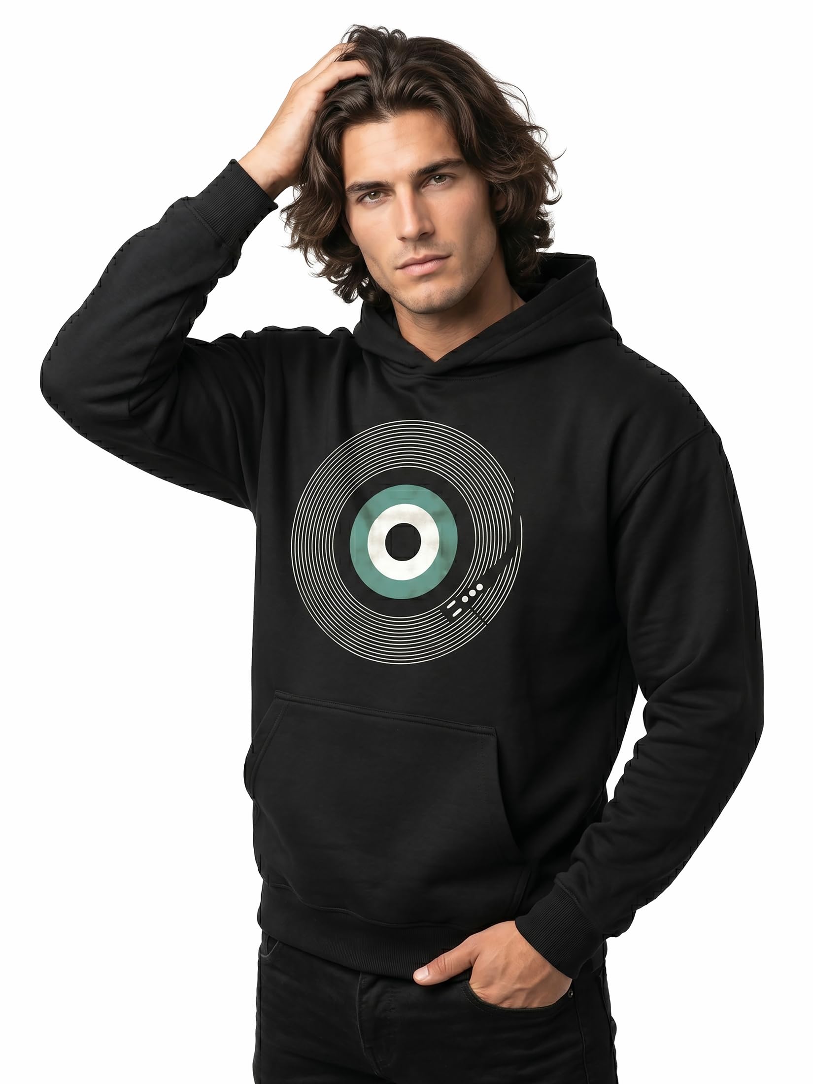 MAKAYA Felpa con Cappuccio Musica Regali Vinile Hip Hop Retro Hoodie Pullover Nastro Cassetta Cuffie Sweatshirt