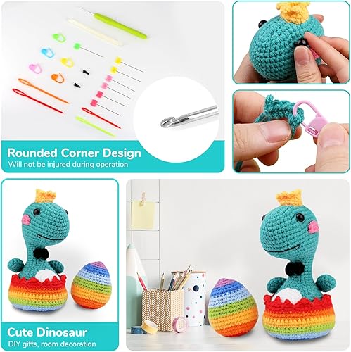 Miniatura 6 de WenmthG Kit de ganchillo para principiantes, kit de inicio de ganchillo con tutoriales en video paso a paso, kit de aprendizaje a ganchillo para