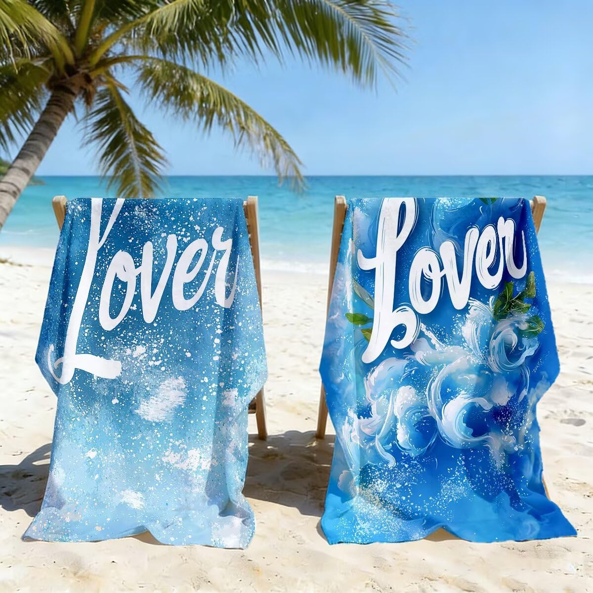 Toalla Playa 80x160 cm, Toalla Gimnasio Microfibra Secado Rapido, Juego de 2 Antiarena Toallas de Playa, Ligera Compacta Toallas Microfibra Grande para Viaje, Regalo Hombre Regalo Mujer (Carta) -4655