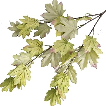 3 PCS Artificial Maple Leaves Branches Stems Faux Maple Leaf for Thanksgiving Decorations Lifelike Fall Leaf for Room Decor Simulation Plant Realistic Maple Leaf for Home Decor Green
