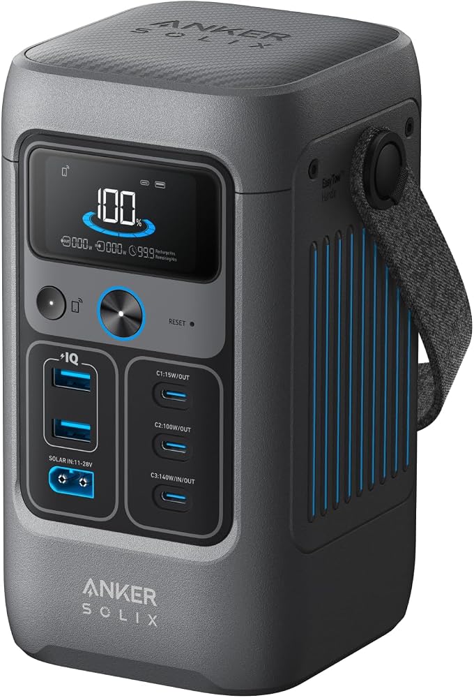 Anker SOLIX C200 DC Power Bank Station, 192Wh Portable Power Station, LiFePO4 Battery, 200W Solar Generator, for Outdoor Camping, Traveling, and Emergencies (No Wall Charger Included)