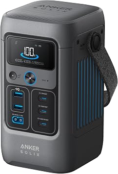 Anker SOLIX C200 DC Power Bank Station, 192Wh Portable Power Station, LiFePO4 Battery, 200W Solar Generator, for Outdoor Camping, Traveling, and Emergencies No Wall Charger Included