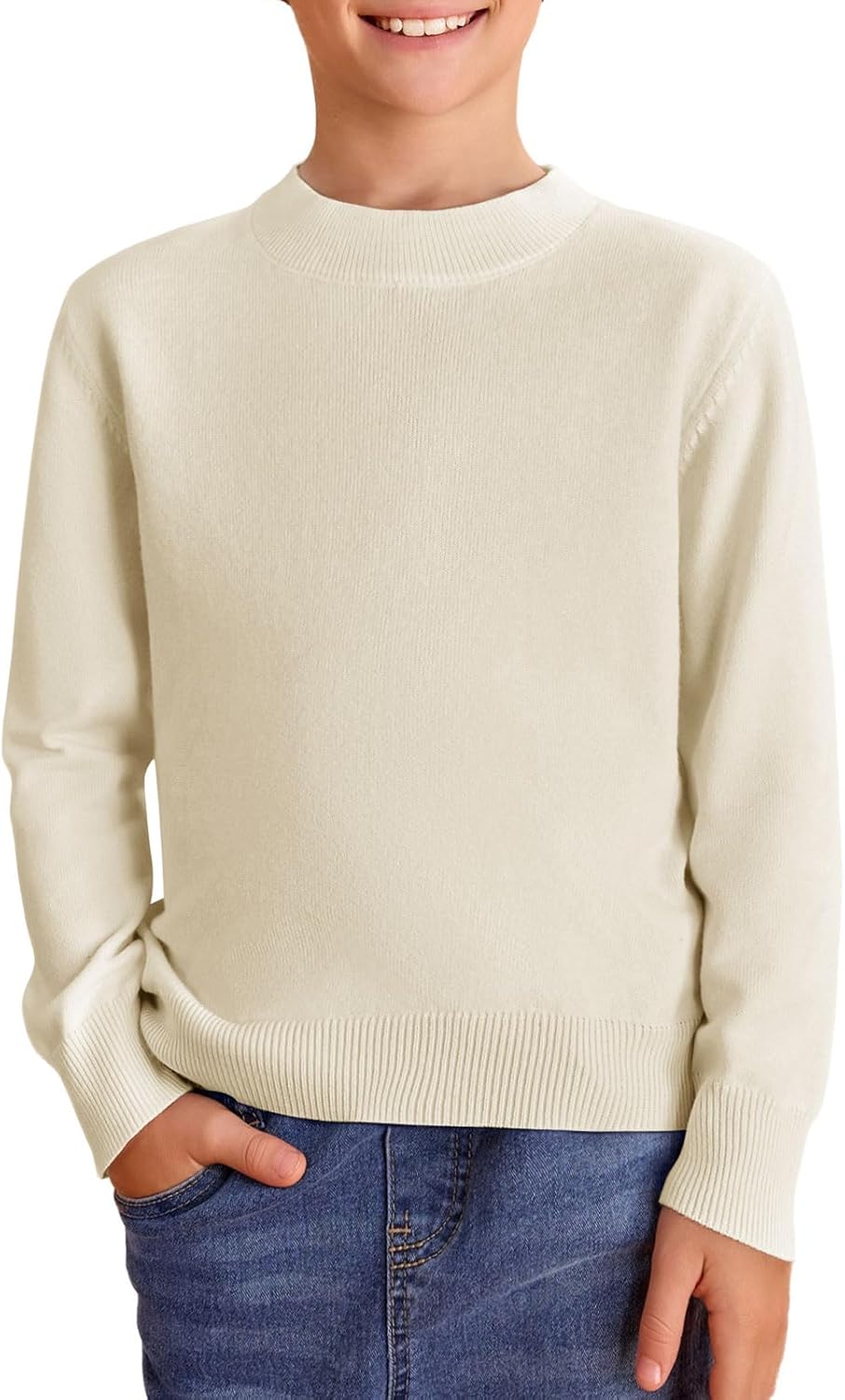 Haloumoning Boys Sweaters Kids Crewneck Long Sleeve Knit Pullover Sweater 5-14 Years