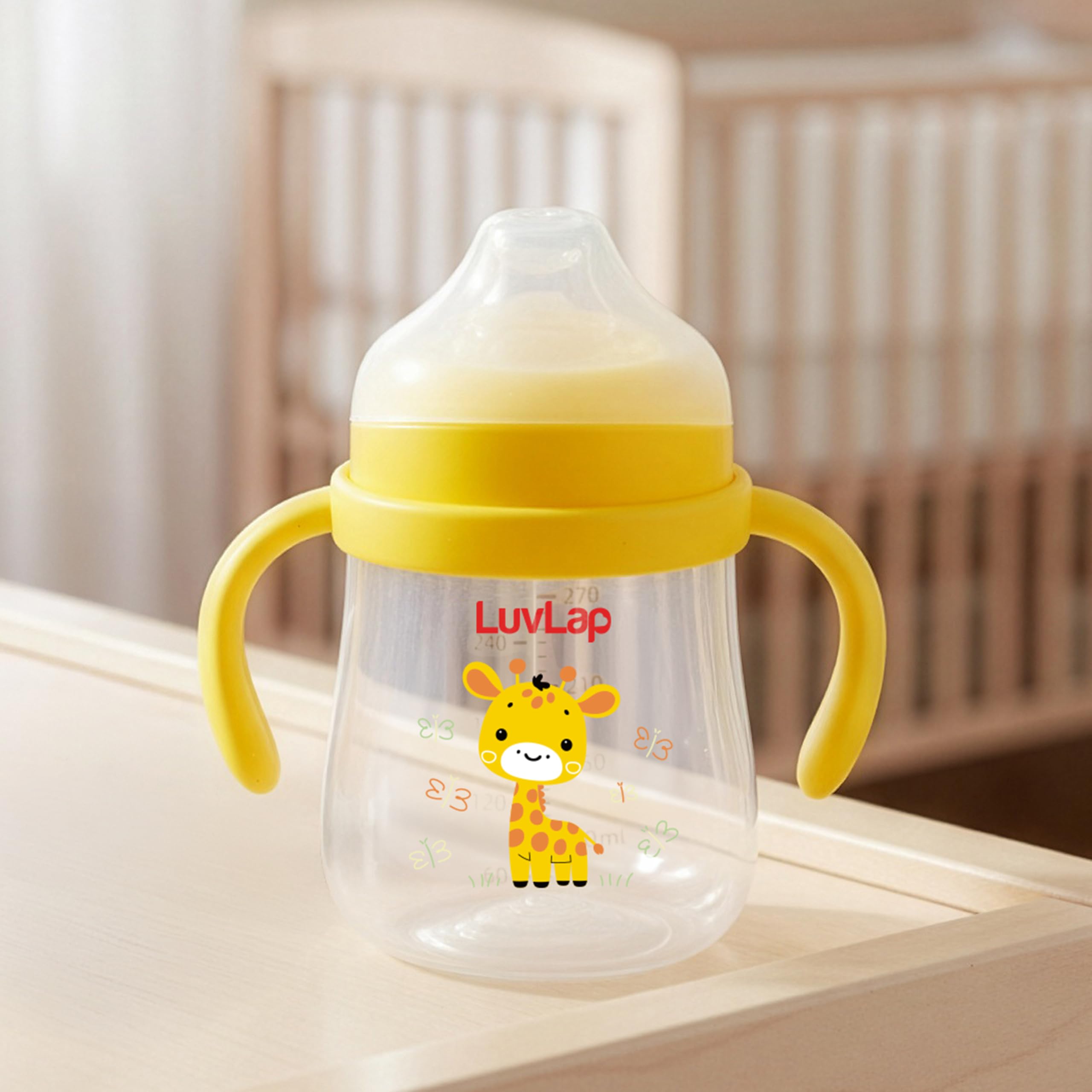 LuvLap Star Anti Spill Spout Sipper for Kids with Twin Handles, 270 ml, Sippy Cups with Soft Silicone Spout and Weighted Straw, Water Bottle for Kids, Non-Toxic & BPA Free (Yellow)-image-25