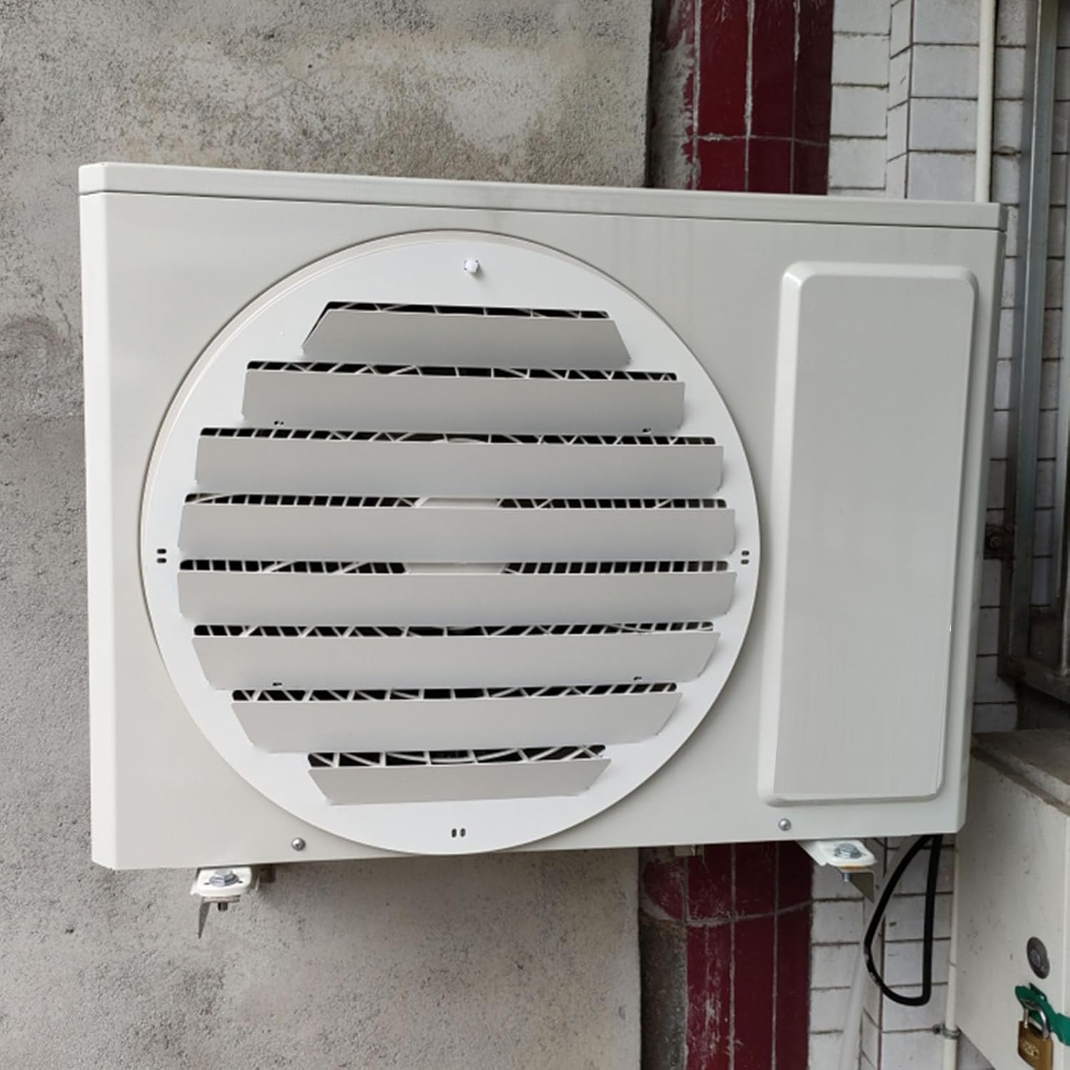 屋外用エアコンディフレクター - ステンレススチールウィンドシールド&amp;シャッター ダイレクトブロー保護 ユニバーサルヒートポ