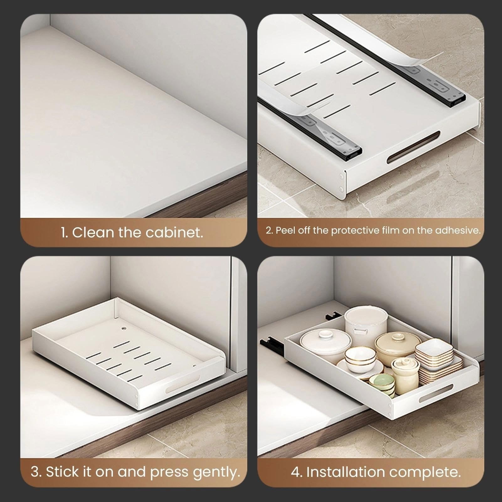 Ausziehbarer Schrank-Organizer – ausziehbare Schubladen – große, robuste Organizer-Speisekammerregale(Grey,30x43x6cm)