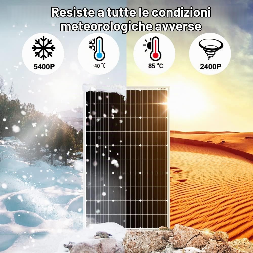 Kit Fotovoltaico Pannello Solare Mono 2x 150w 18V Regolatore di Carica Solare da 30A,Inverter 2000W 12V,Batteria 120AH al Gel da Accumulo,per Camper,Roulotte,Chalet,Abitazione