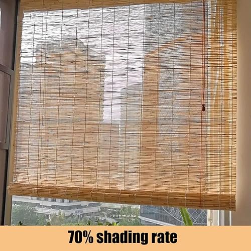 Miniatura 5 de Persianas de bambú opacas para ventanas, persianas enrollables para patio, sin cables, cortina de caña anti-UV, para cubiertas, porches, balcones,