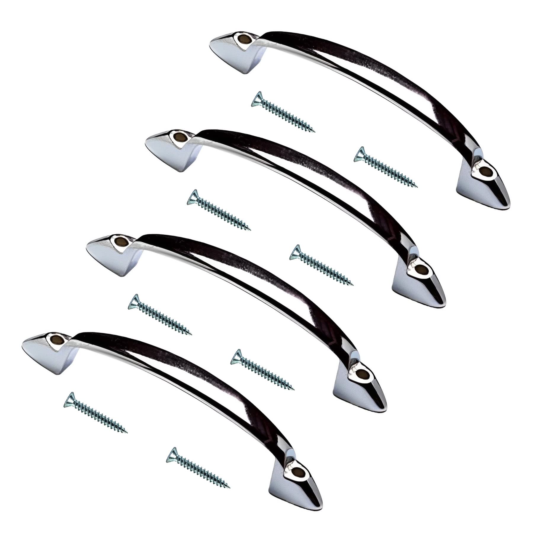 Terf Chrome Terf® Traditional Polished D-Shape Front Fix Pull Handle 95Mm (3.74 Inch) Including Fixing Screw For Kitchen Cupboard Cabinet Drawer Wardrobe Door Pull Handle - Pack Of 4