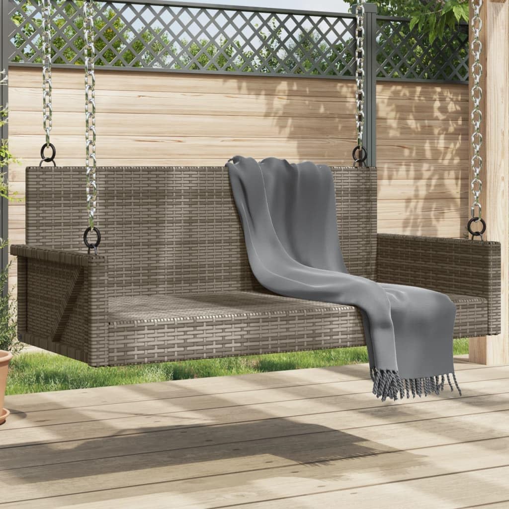 Banco Columpio de ratán sintético Gris 119x56x48 cm, Columpio Jardin Exterior, Balancin Jardin Exterior, Muebles Jardin Exterior, Balancin Balcon - 365627