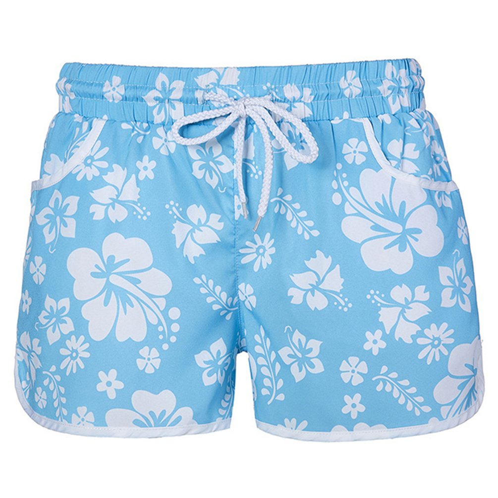 Womens Quick Dry Boardshorts Floral Print Swimming Trunks Beach Shorts M Blue