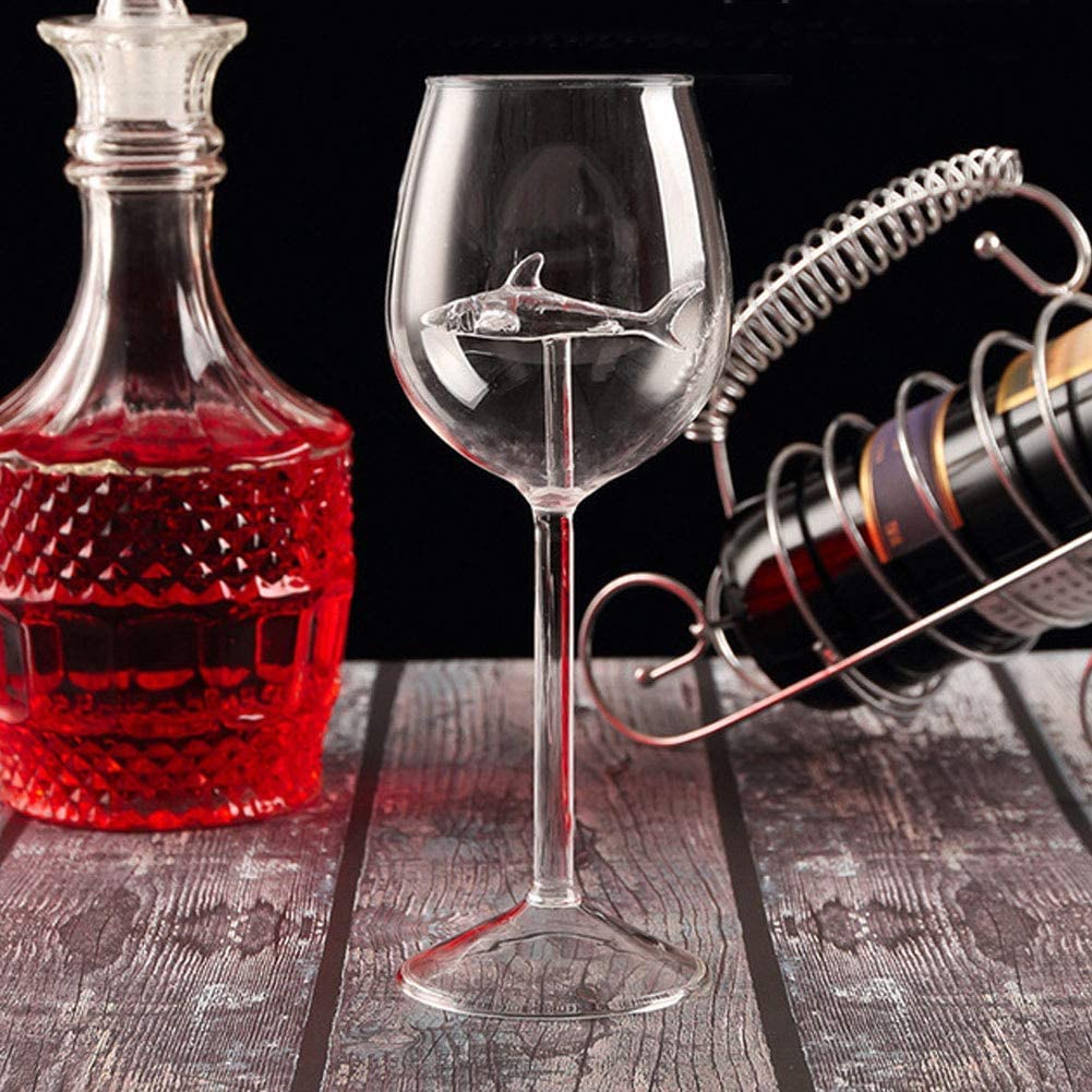 Copas de vino tinto de tiburón sin plomo y sin plomo para fiestas en casa, copas de vino rojo/blanco (2 piezas)