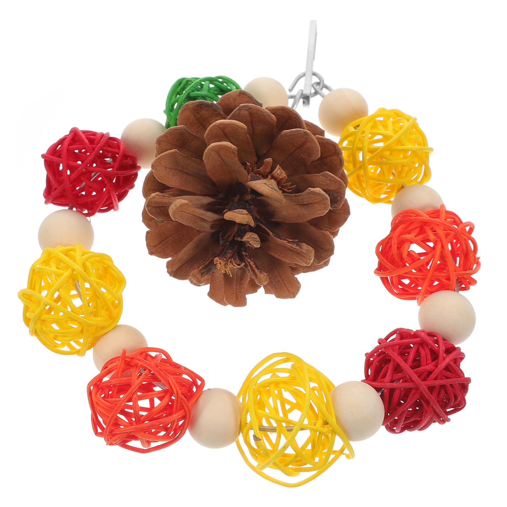 POPETPOP 3pièces Jouet à Mâcher pour Oiseaux Cone De Pin Et Boule Rotin Jouet Amusant Et Sûr pour Perroquets Et Oiseaux Accessoire De Cage à Suspendre
