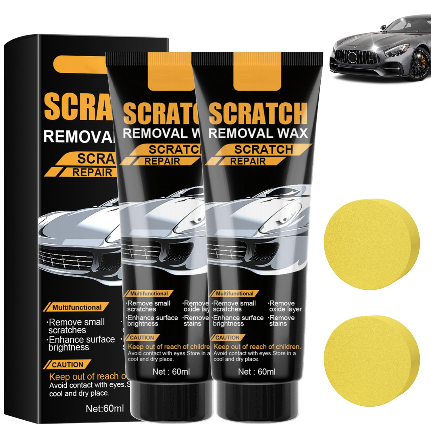 2PCS Upgraded Car Scratch Repair Kit Including Wiping Sponge Scratch Repair Wax Suitable for Car Paint Polishing and