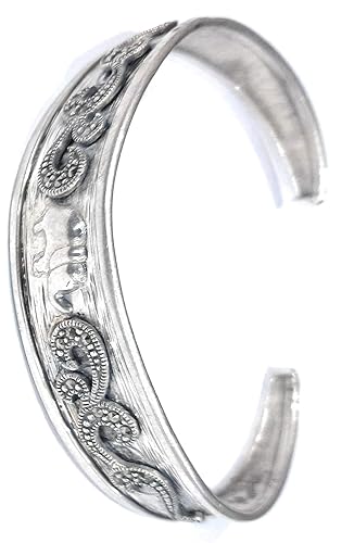 925-92.5 Sterling Silver Oxidized Antique Finish Fashion Kada With Marcasite Stone for Womens/girls