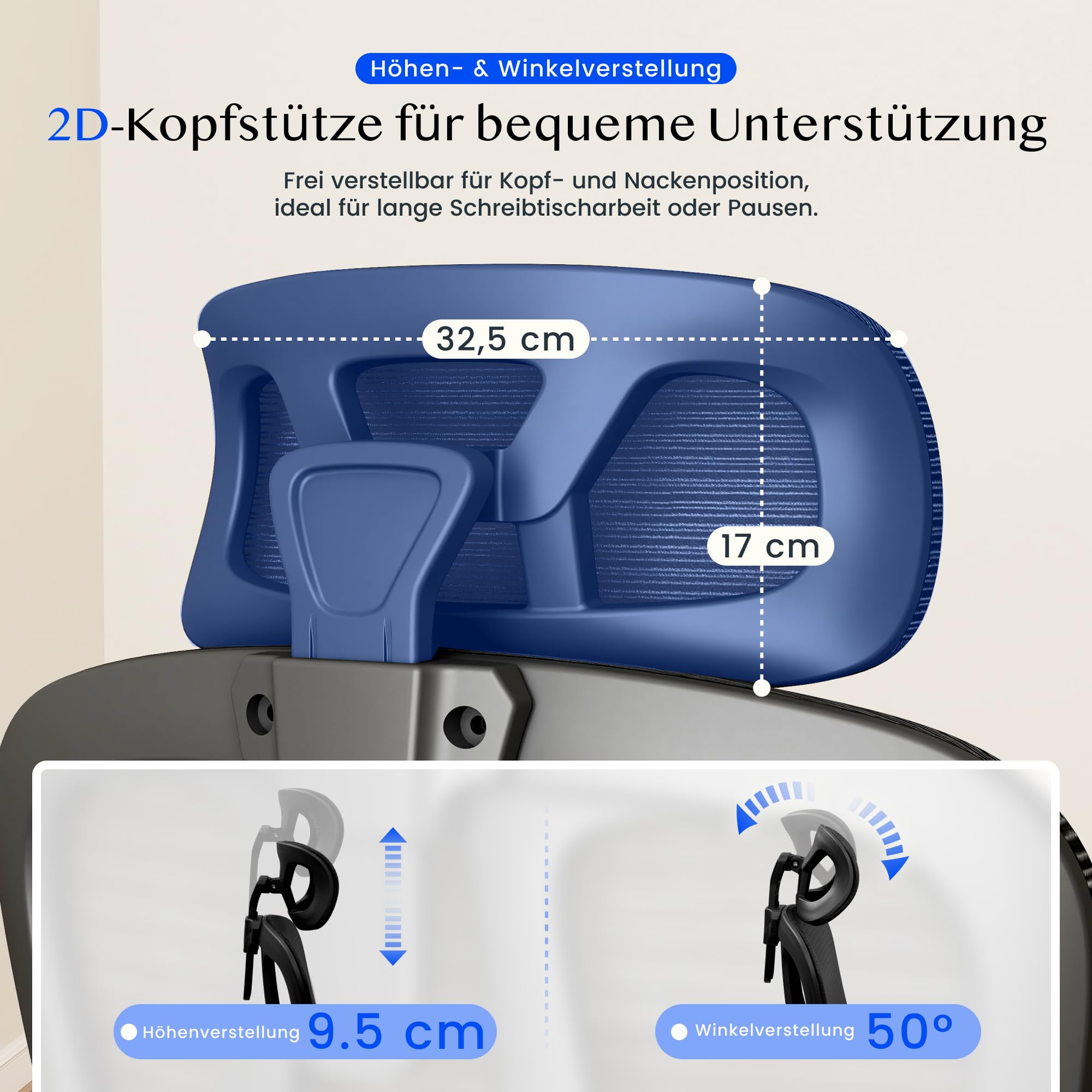 FLEXISPOT Ergonomischer Bürostuhl, Schreibtischstuhl mit 2D-Kopfstütze, Klappbare Armlehnen & Dynamische Lendenstütze, Stuhl mit 120° Wippfunktion für Homeoffice, Arbeitszimmer, Büro (Schwarz)
