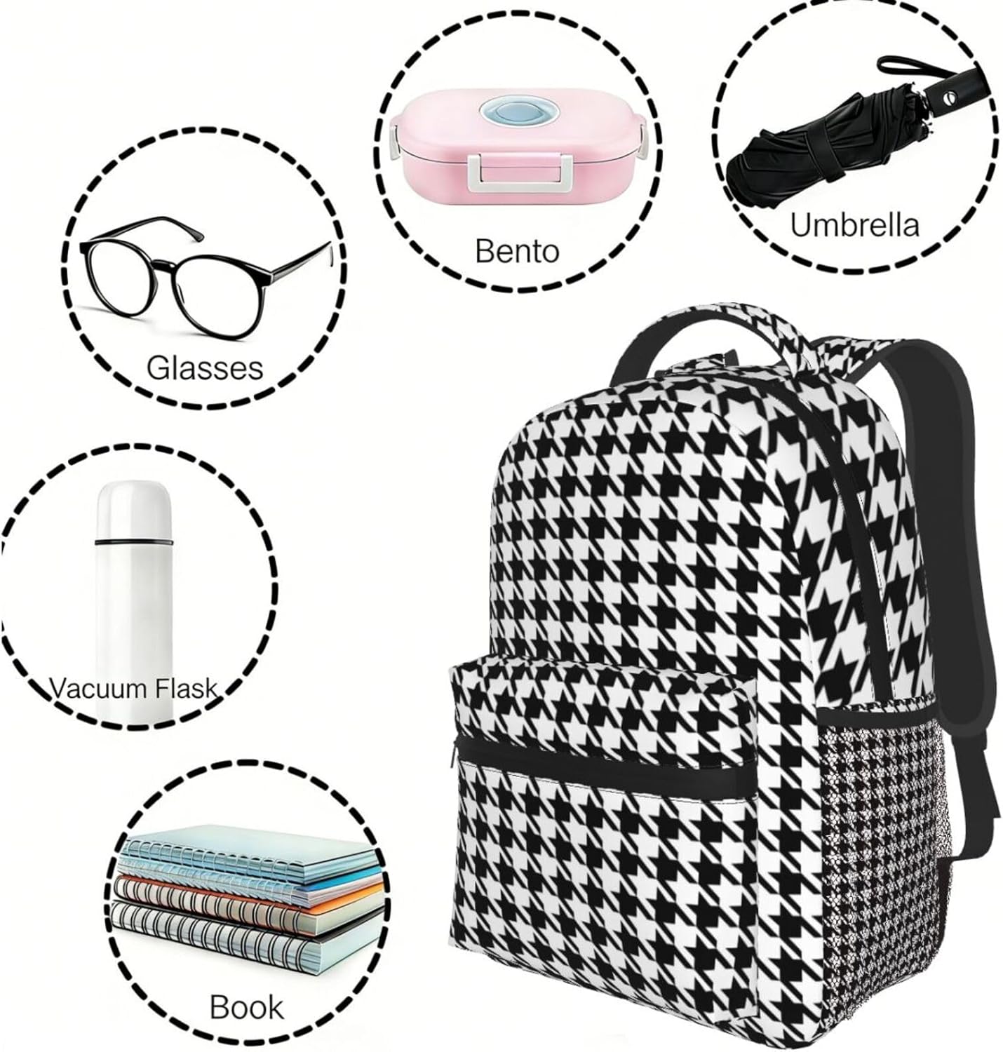 Thousand Grid Checkerboard Laptop Backpack For Men Women, Multifunctional Lightweight Daypack Bookbag For Daily Commutes Business Travel Hiking