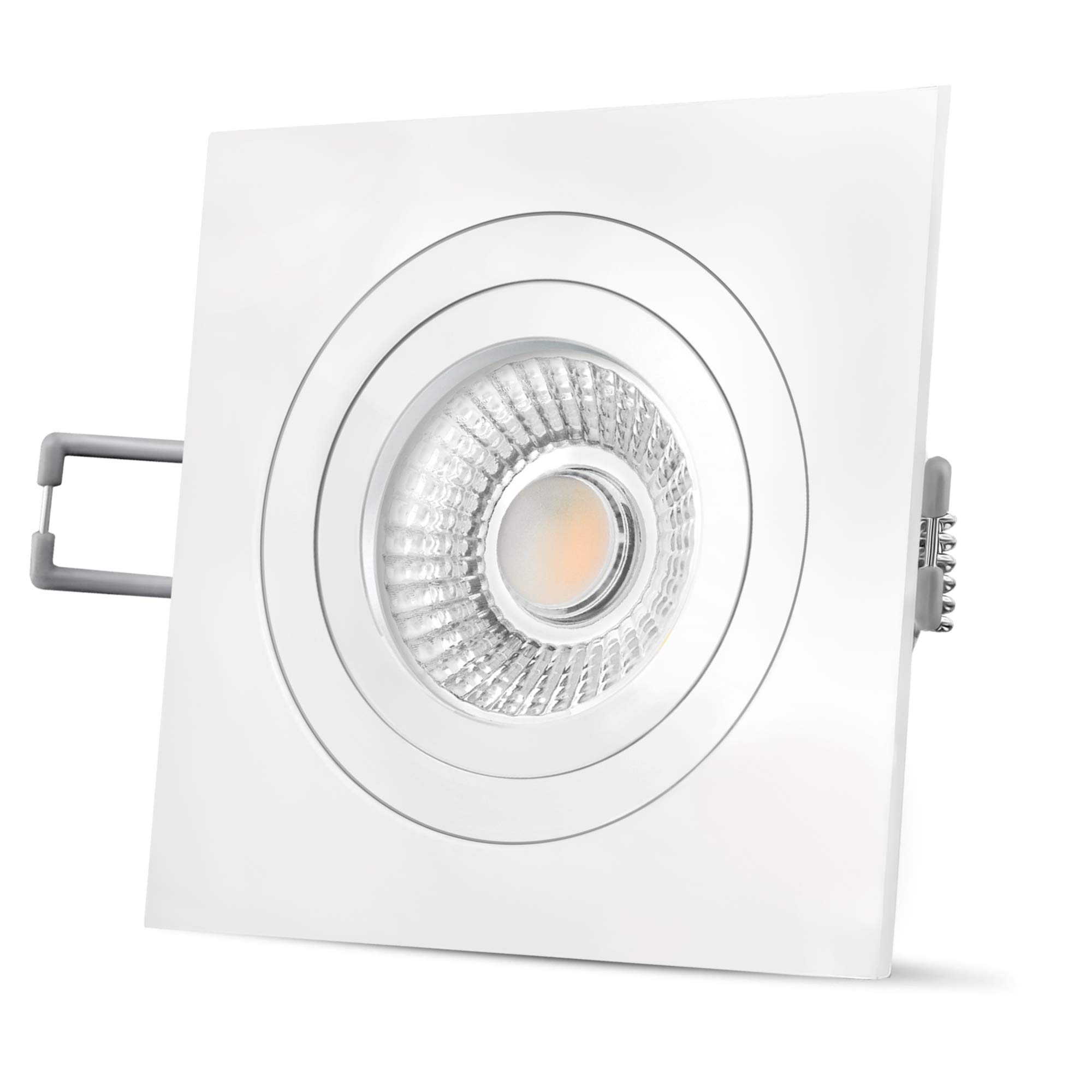 SSC-LUXon QF-2 Einbaustrahler schwenkbar mit LED Modul dimmbar mit 90 Ra - 6W warmweiß 230V - Decken Einbauspot weiß eckig