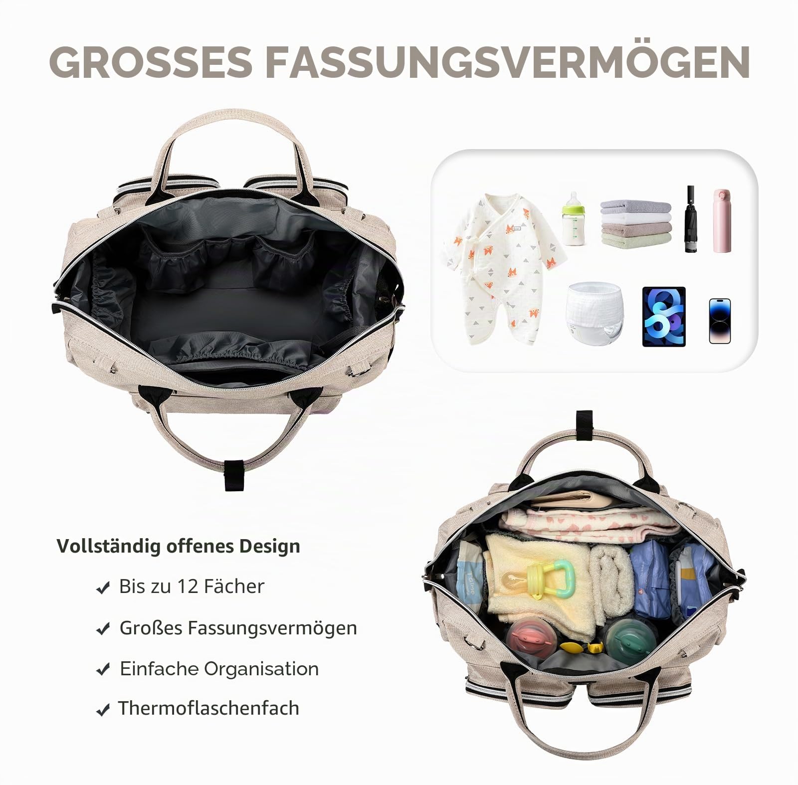 Pomelo Best Wickeltasche mit wasserdicher Wickelunterlage und 2 Kinderwagen Haken verstellbare Schultergurt multifunktionale Umhängetasche Reisetasche für Unterwegs