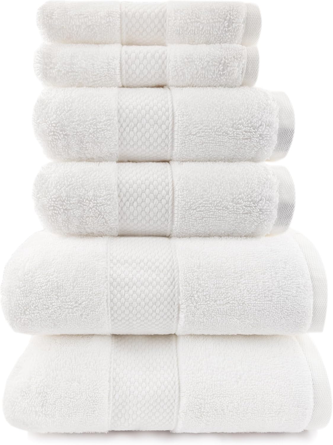 Loft Egyptian Cotton Turkish Bathroom Towels Set, Soft & Absorbent, Ideal Quick Dry Luxury Hand & Large Bath Towels, Washcloths (6 Pack), White Loft Egyptian Cotton Turkish Bathroom Towels Set, Soft & Absorbent, Ideal Quick Dry Luxury Hand & Large Bath Towels, Washcloths (6 Pack), White