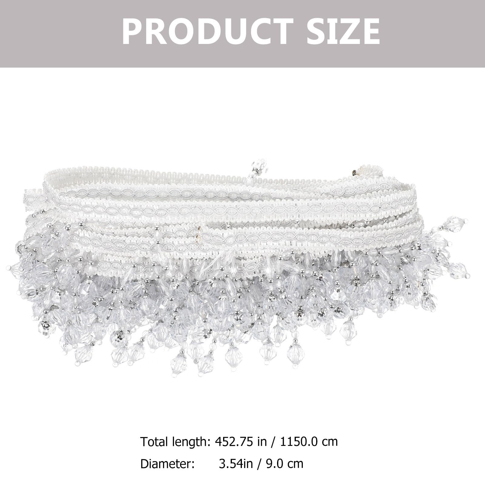 Garniture Décorative à Pompons de Perles pour Rideaux et Housses de Canapé, Frange à Perles en Polyester Blanc, Facile à Utiliser pour Bricolage Professionnel