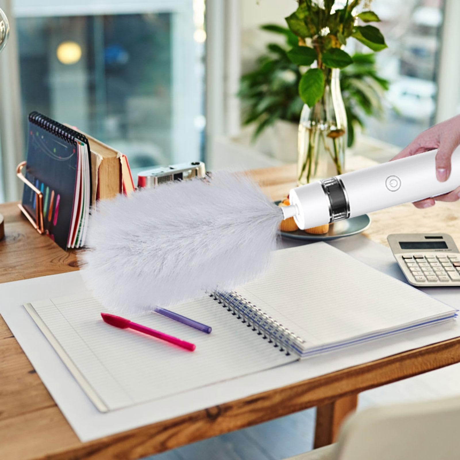 Spin Duster - 4.7 * 4.7 * 26.7cm 360° Rotation Feather Duster USB Charging - Multifunction Dust Collector Cleaning Brush for Cleaning Home Officé