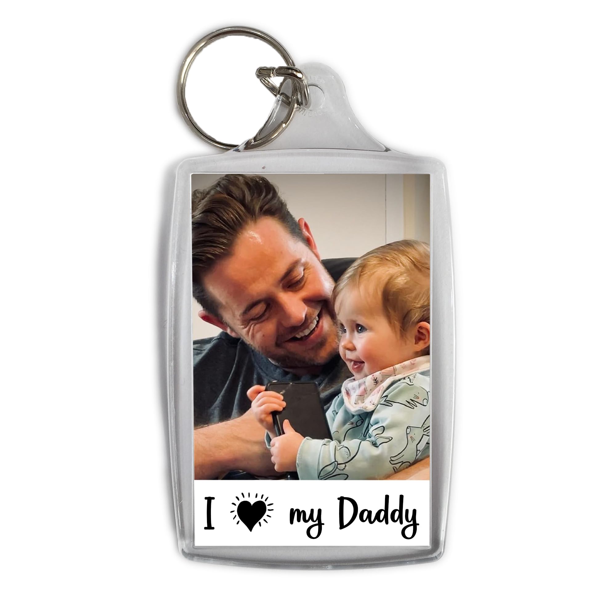 I Love My Daddy - Personalised Fathers Day Photo Keyring - Add Your Photo of Dad Daddy Step Dad Grandad