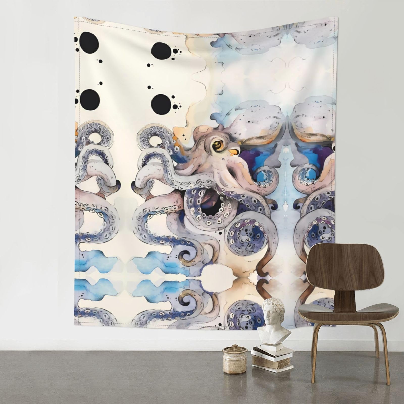 HJFCZH Retro Octopus Prints Wall Tapestry 60x51in – Boho Decor Throw for Bedroom, Dorm, Beach Cover & Picnic Blanket