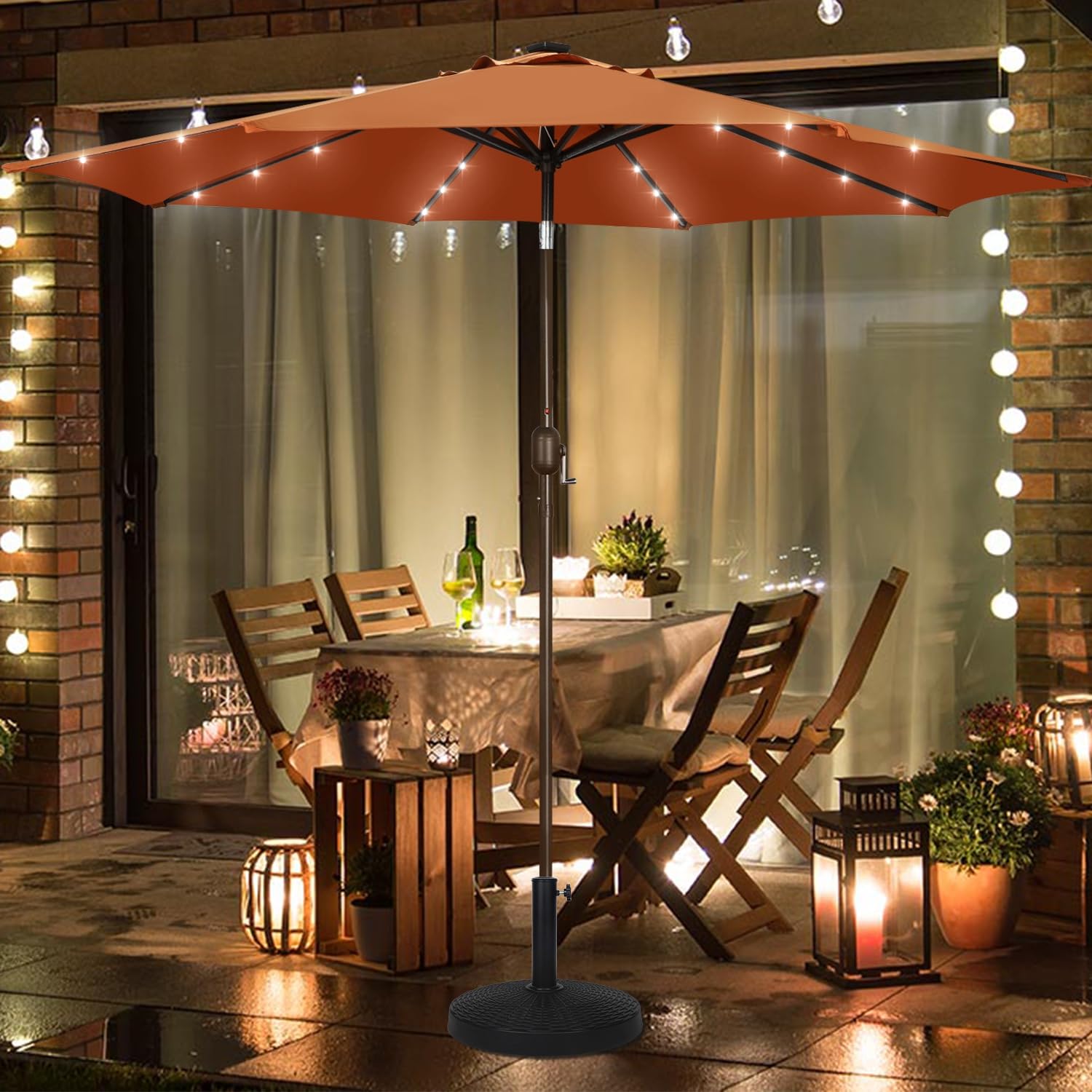 blissun 9 ft solar umbrella 32 led lighted patio umbrella with Lights for Garden, Deck, Backyard (Rust) : Patio, Lawn & Garden Spade Flower LS2 Stream II Fury Color:Crime Scene