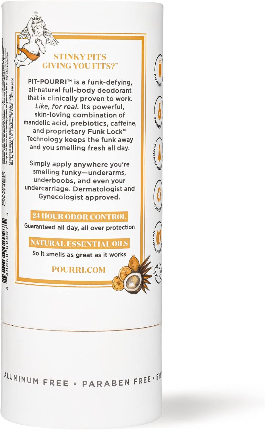 Poo-Pourri Pourri, Pits + Bits, 2 Oz Natural Deodorant, Sensitive Skin Safe, All Day All Over, Coconut Vanilla Sandalwood, 2 Ounce, White 2 Ounce