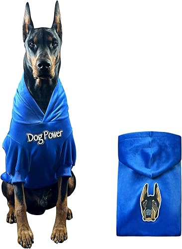 Kai - Sudadera con capucha para perro grande, material de terciopelo, sudadera con capucha para perro mediano, suéter para perro (azul, talla 6XL)